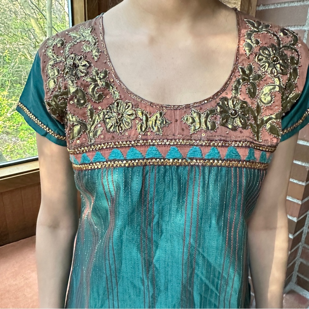 Green Indian Tunic/Kurta, Size S View 3